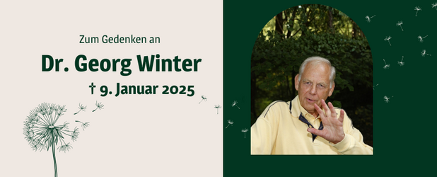 Porträt von Dr. Georg Winter, herausragender Unternehmer, Autor und Umweltpionier, der sich für die Rechte der Natur und die Biokratie einsetzte.