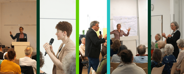 Von links nach rechts: Andreas Gutmann, Camilla Haake, Hans Peter Daub, Menja Holtz und Karina Czupor bei der Tagung „Eigene Rechte für die Natur“ in Hannover. Sie referierten zu internationalem Diskurs, Biodiversität, Moderation der Panels sowie Natursch