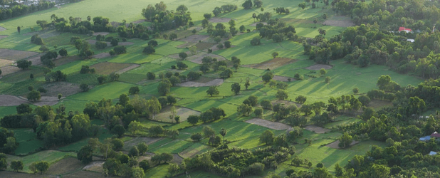 Landschaft in Deutschland mit genutzten Flächen und Bäumen. Die NABU-Umfrage zeigt, dass 85 % der Menschen die Wiederherstellung der Natur unterstützen und viele Natur als Lebensraum für Tiere und Pflanzen sehen, was die Rechte der Natur stützt. Foto: Pix