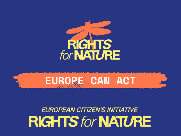 Logo der Europäischen Bürgerinitiative „Rights for Nature“ mit Libelle als Symbol für die Kampagne zur Anerkennung der Rechte der Natur in Europa