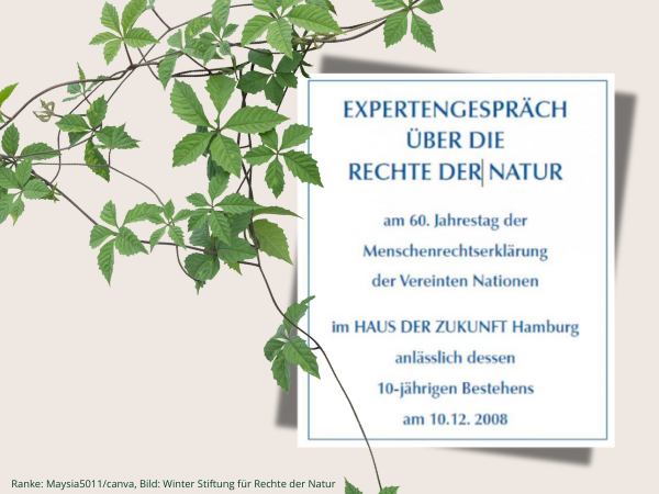 Gründung der Initiative Rechte der Natur / Biokratie 2008 ruft Dr. Georg Winter im Haus der Zukunft Hamburg die Initiative Rechte der Natur/Biokratie ins Leben – mit Forderung nach Verbandsklagerechten.